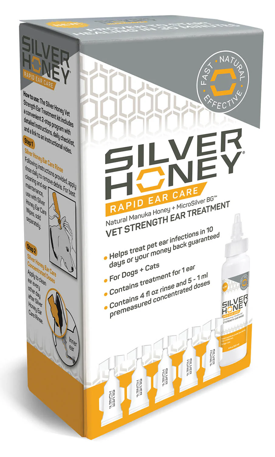 Silver Honey Rapid Ear Care Vet Strength Ear Treatment Rinse + Concentrated Doses - Healthber