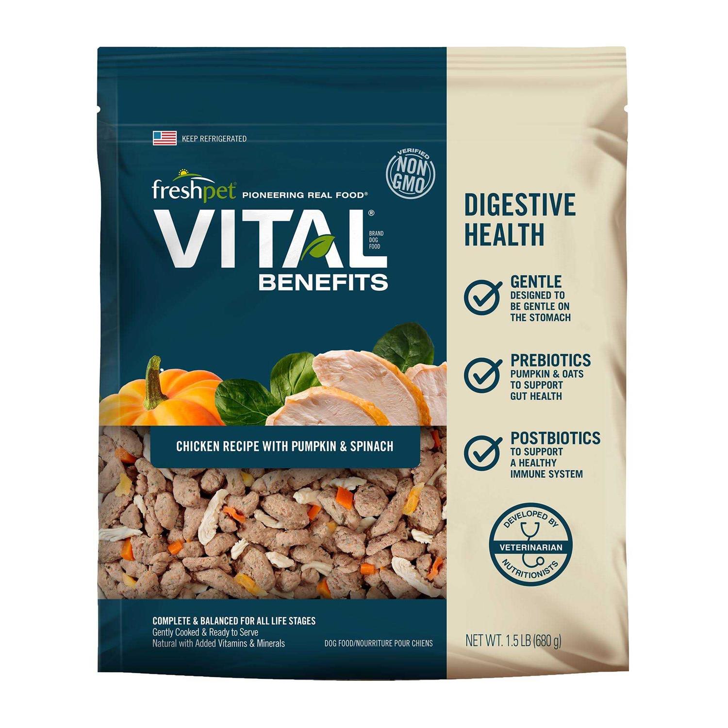 Freshpet Vital Benefits Digestive Health Chicken Recipe Dog Food - Healthber