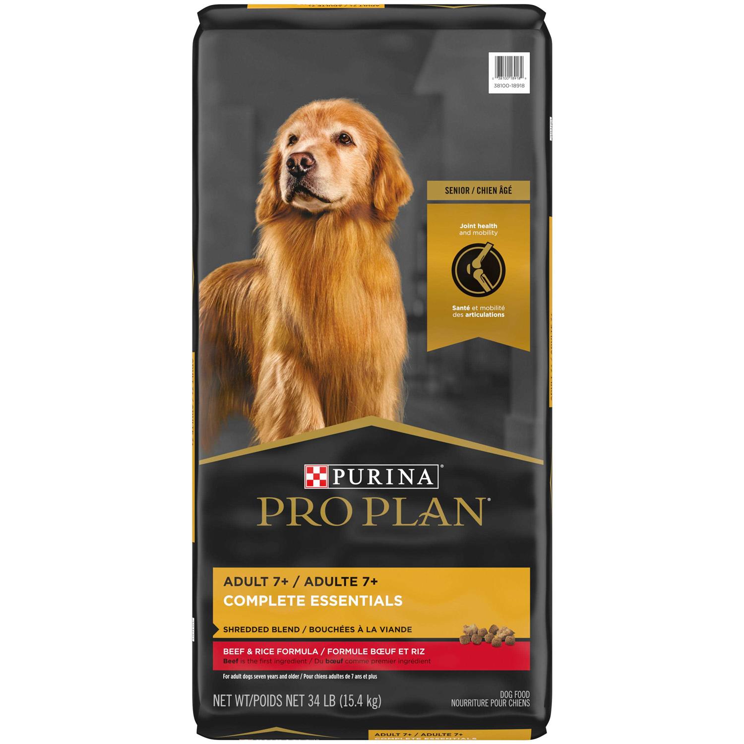 Purina Pro Plan Senior Adult 7+ Complete Essentials Shredded Blend Beef & Rice Formula High Protein Dog Food - Healthber