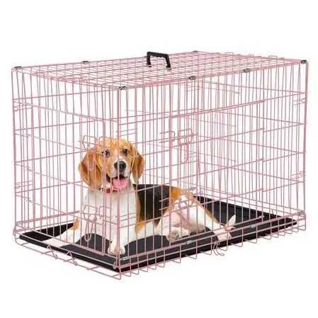 Yrllensdan Foldable Large Dog Crate for Large Dogs, Metal Wire Dog Cage with Plastic Tray and Handle Double-Door Outdoor Dog Crates and - Healthber