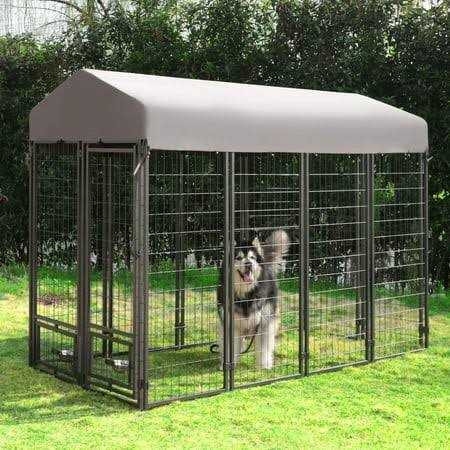 Veikous Outdoor Dog Kennel Rotating Feeding Door and Cover - Healthber