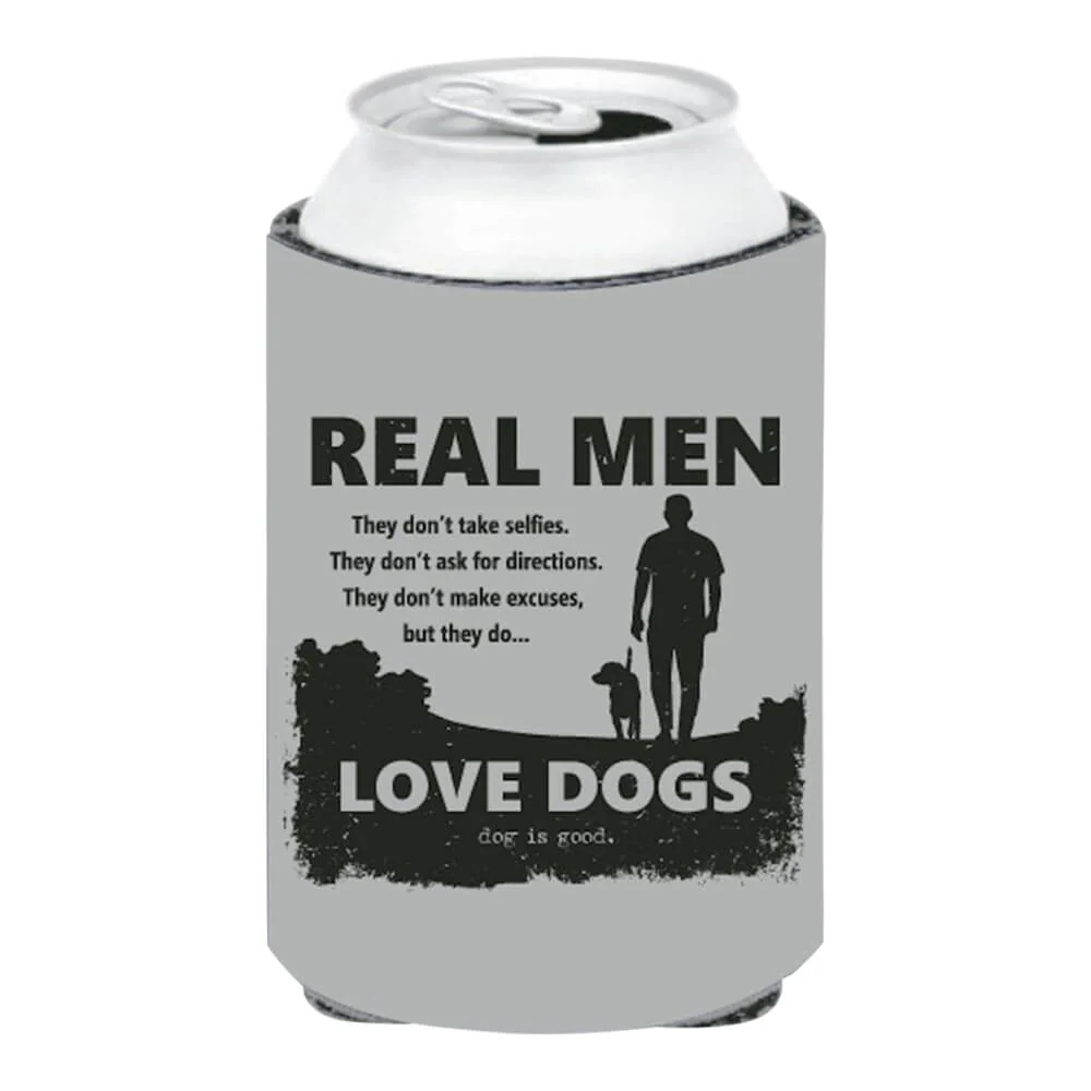 Dog is Good Can Koozie, Real Men Love Dogs, Gray - Healthber
