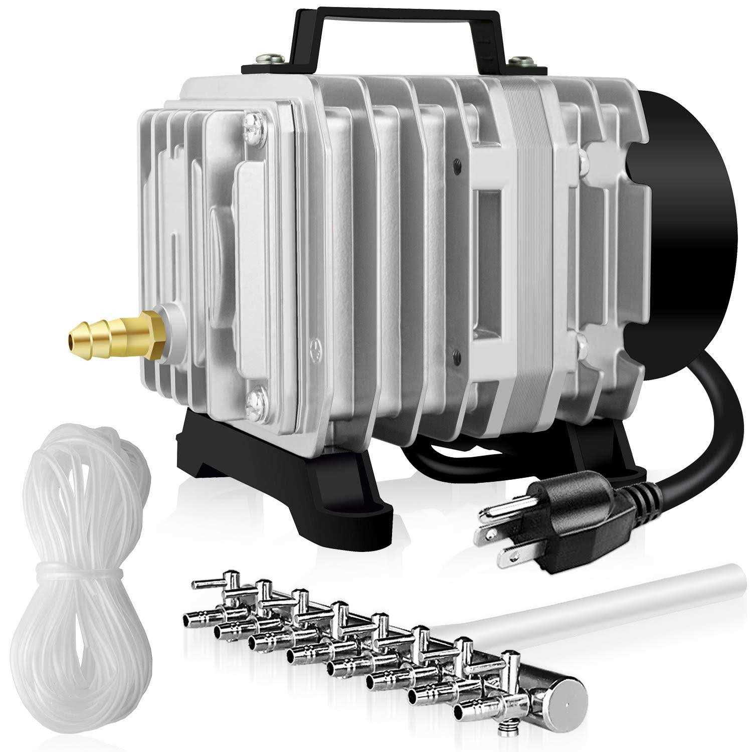 Simple Deluxe Commercial Air Pump LGPUMPAIR75 1189 GPH 58W 75L/min 8 Outlets with Airline Tubing 25 Feet for Aquarium - Healthber