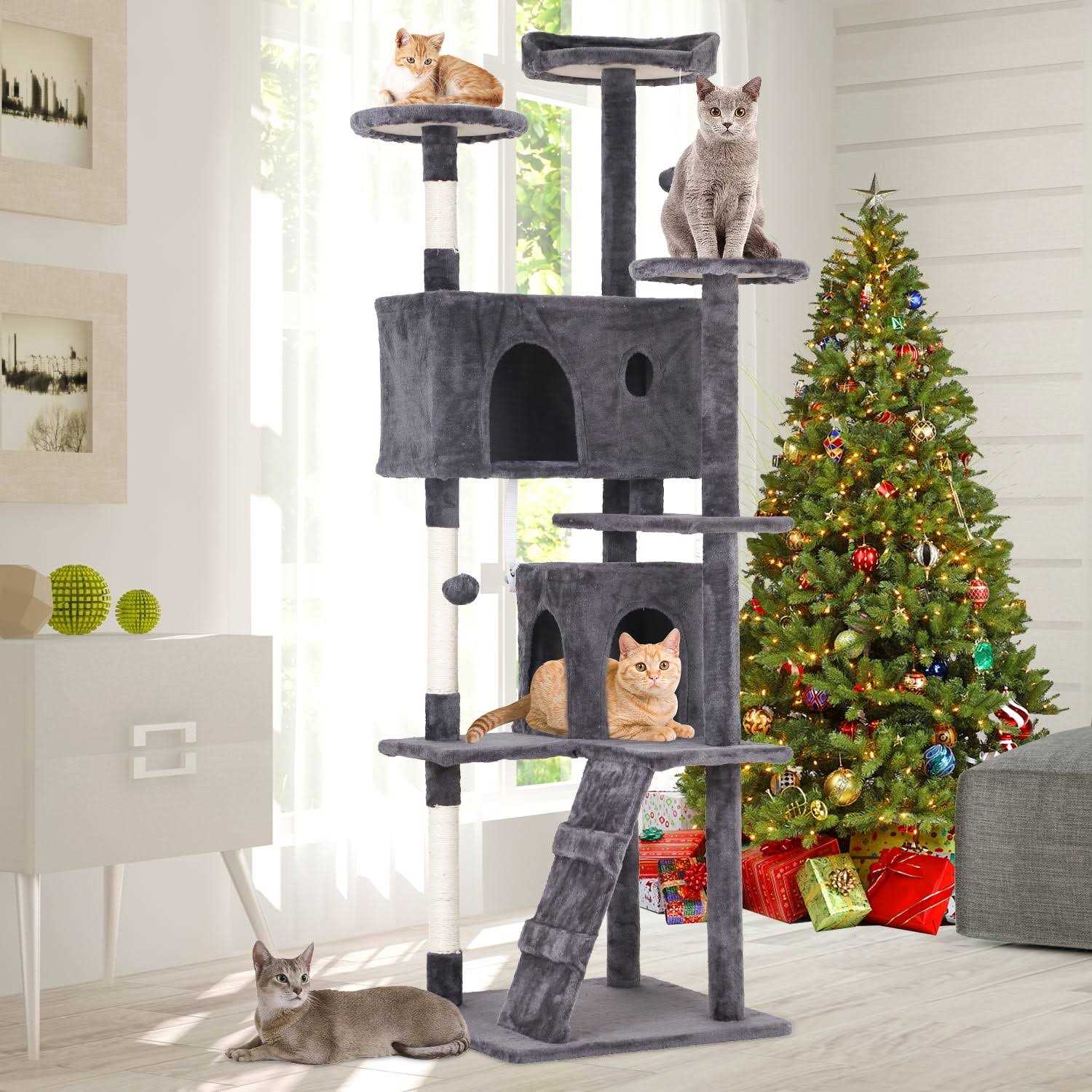 Niamvelo 70-in Cat Tree Tower Furniture Cat Condo with Scratching Post for Indoor Cats - Healthber