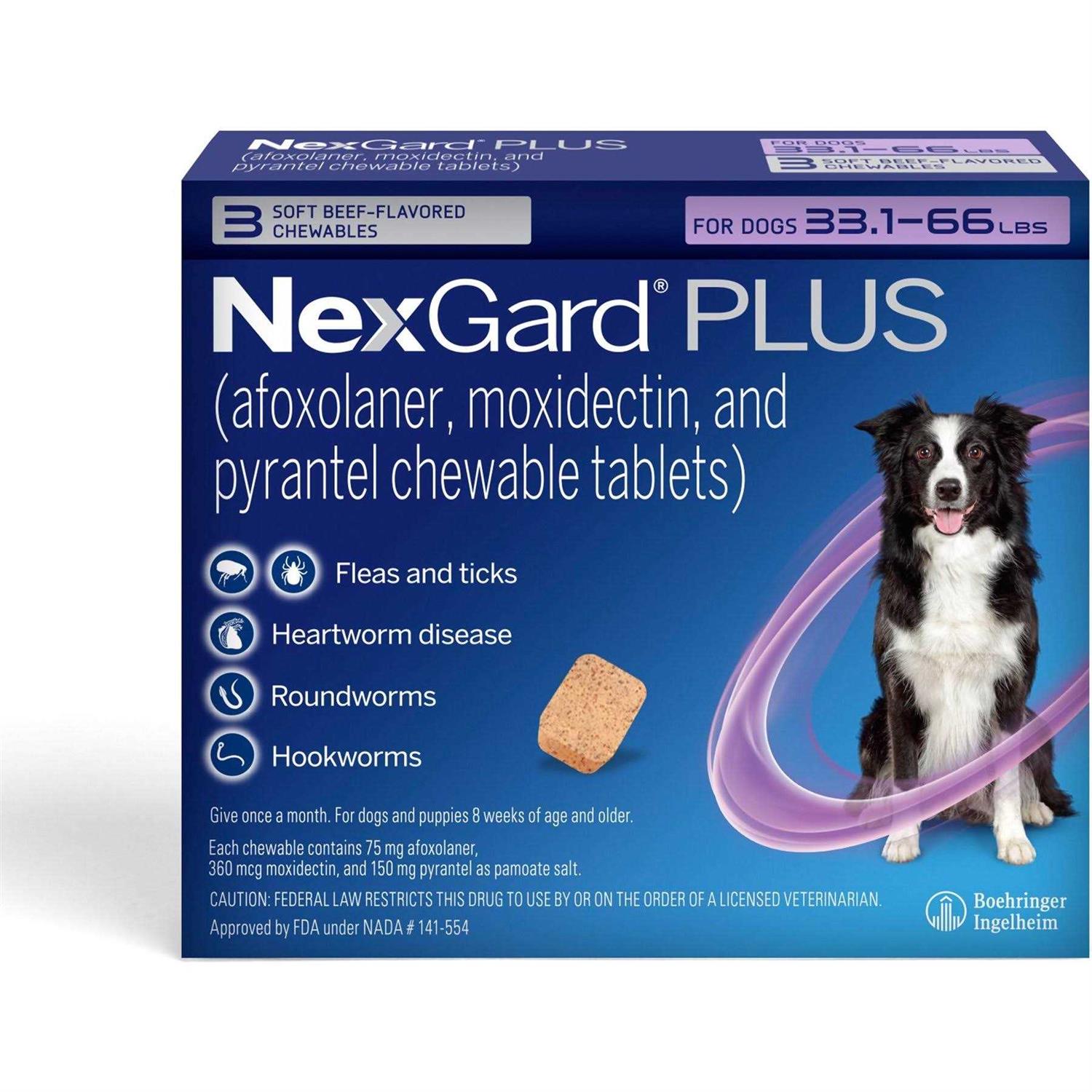 NexGard Plus Chewables for Dogs 33.1-66 lbs - Healthber