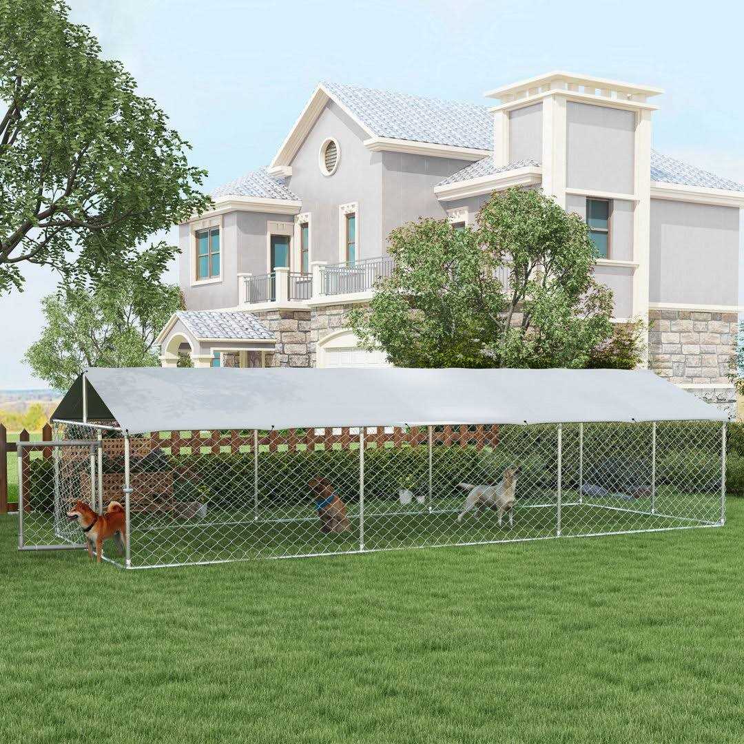 212 Main PawHut Dog Kennel Outdoor Large-Sized Dogs with Waterproof UV Resistant Roof - Healthber