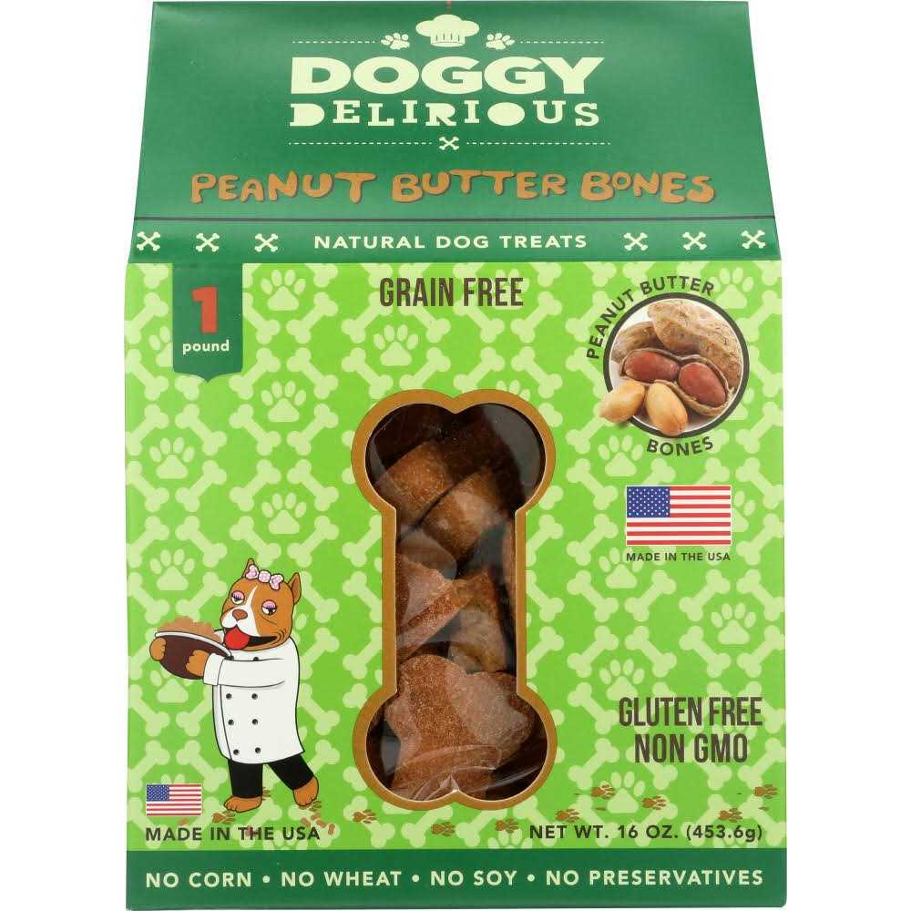 Doggy Delirious Dog Treats Grain Free Peanut Butter Bones - Healthber