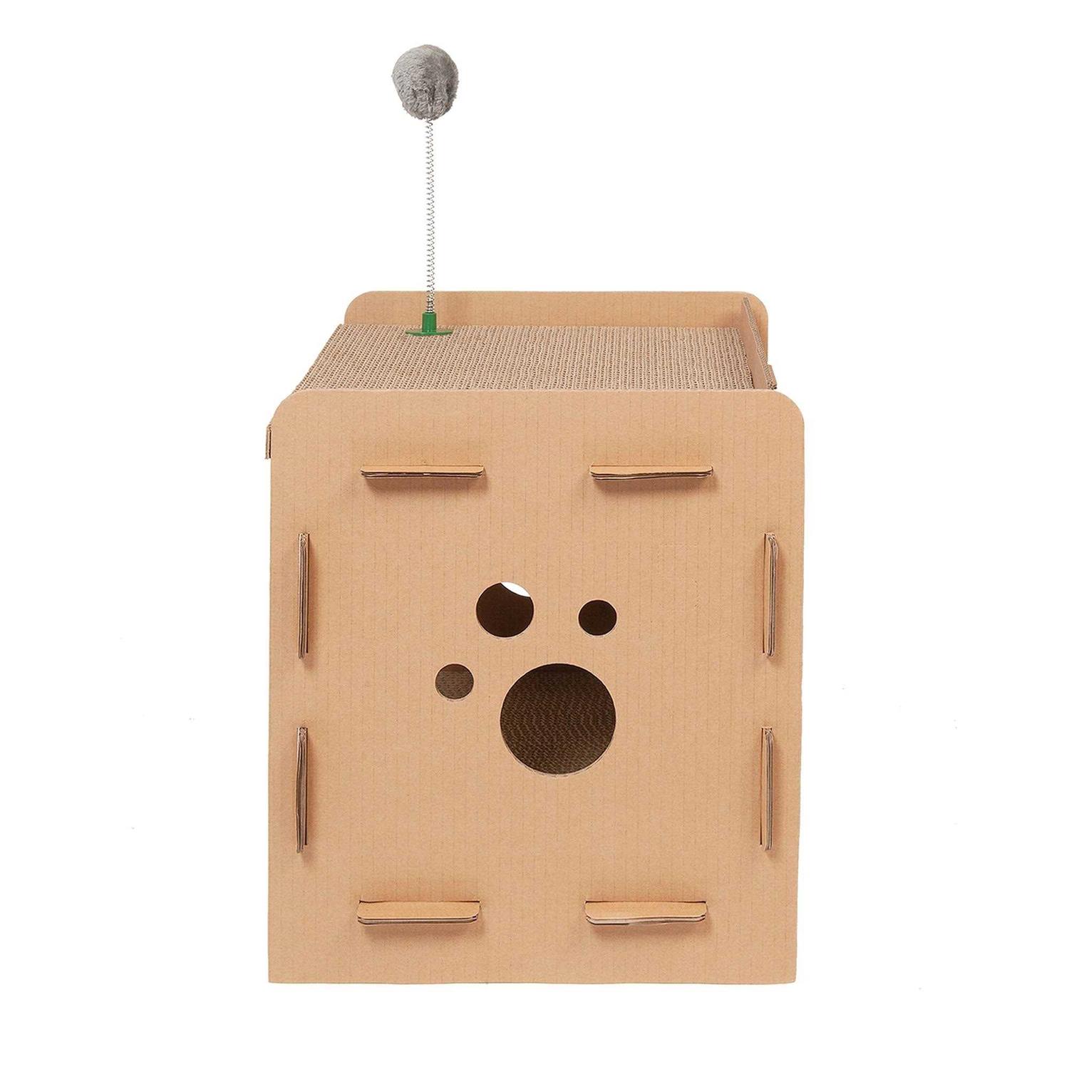 FurHaven Corrugated Cat Scratcher House with Catnip - Healthber