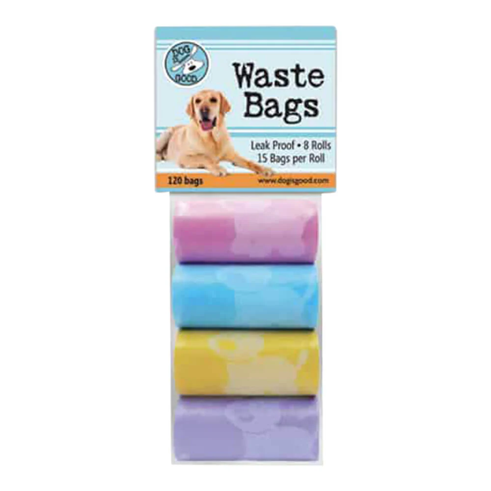 Dog is Good Pet Waste Bags Baby Pastels, 8 Roll Pack - Healthber