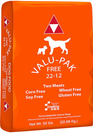 Valu-Pak Free 22-12 Dry Dog Food (Orange Bag), 50 lb - Healthber