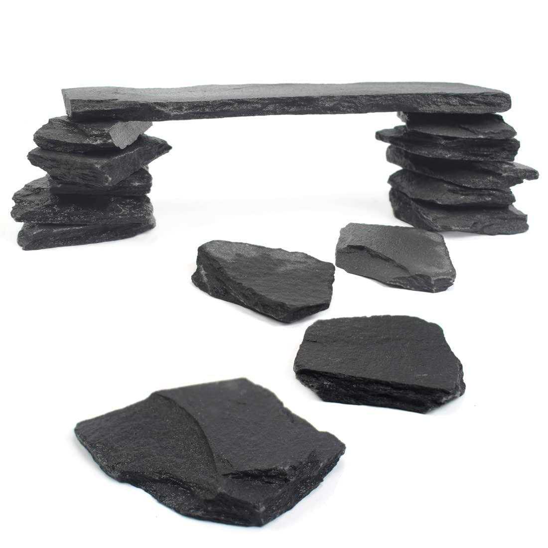 Blue Handcart Natural Slate Stone Rocks, Mix of Stones 2 to 3 inches and 1 Piece About 8 inches - Healthber
