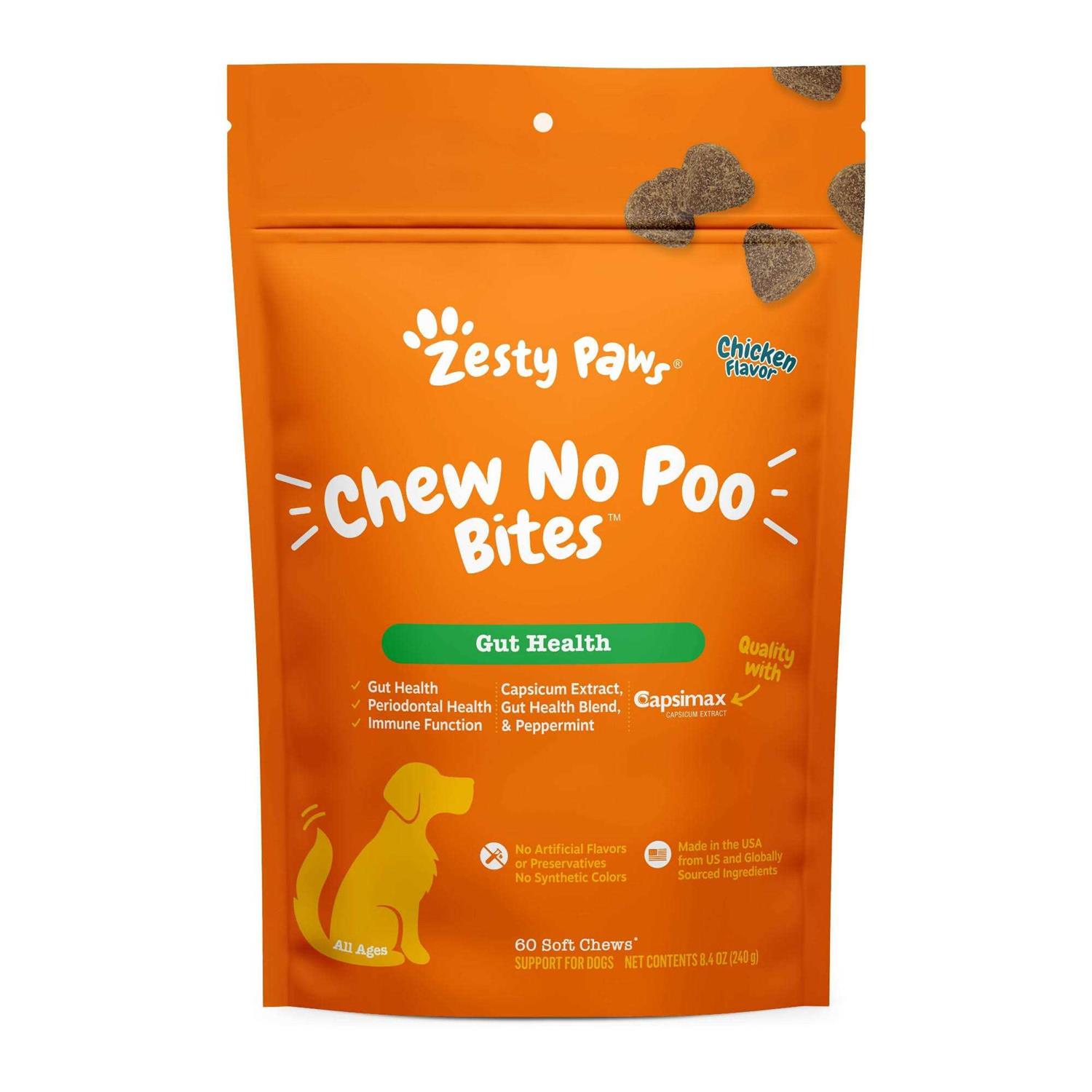 Zesty Paws Chew No Poo Bites for Dog Chicken Flavor - Healthber