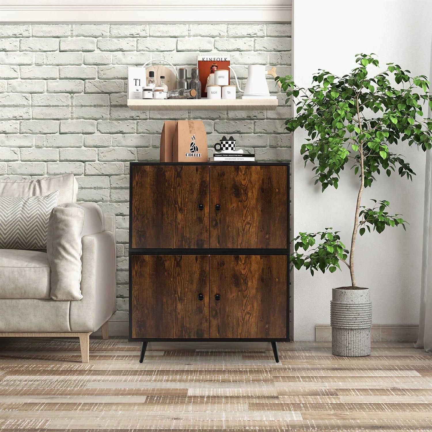 Tangkula Industrial Cat Litter Box Enclosure Hidden Washroom Cat House End Table Cabinet - Healthber