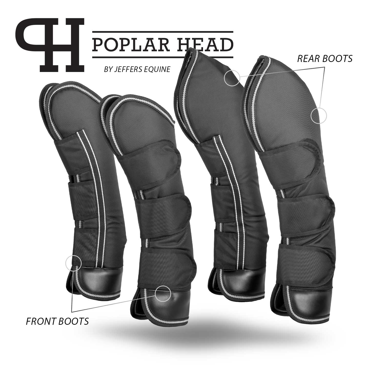 Poplar Head Horse Shipping Boots 4-Pack w/ Carry Bag - Healthber