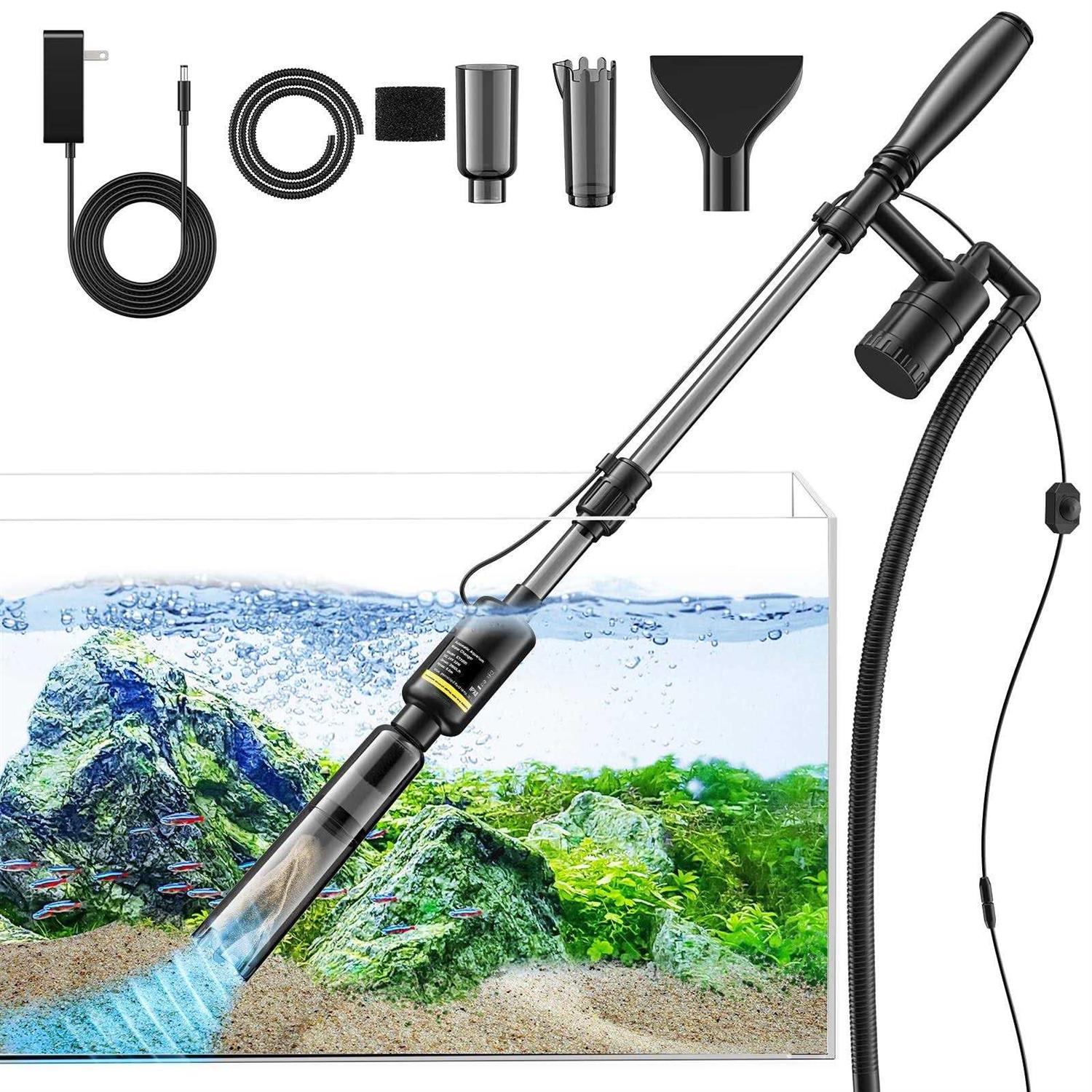 Mildhug Fish Tank Cleaner Aquarium Gravel Cleaner 530GPH/32W Electric Fish Tank Cleaning Tools - Healthber