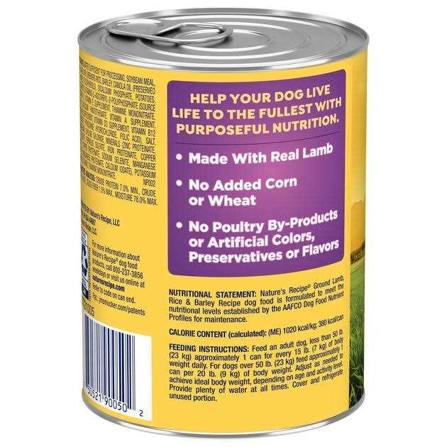 Nature’s Recipe Easy to Digest Lamb Rice & Barley Homestyle Ground Canned Dog Food - Healthber