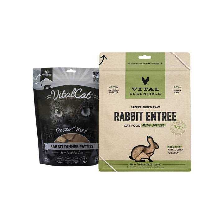 Vital Essentials Freeze Dried Raw Rabbit Entree Cat Food Mini Patties - Healthber