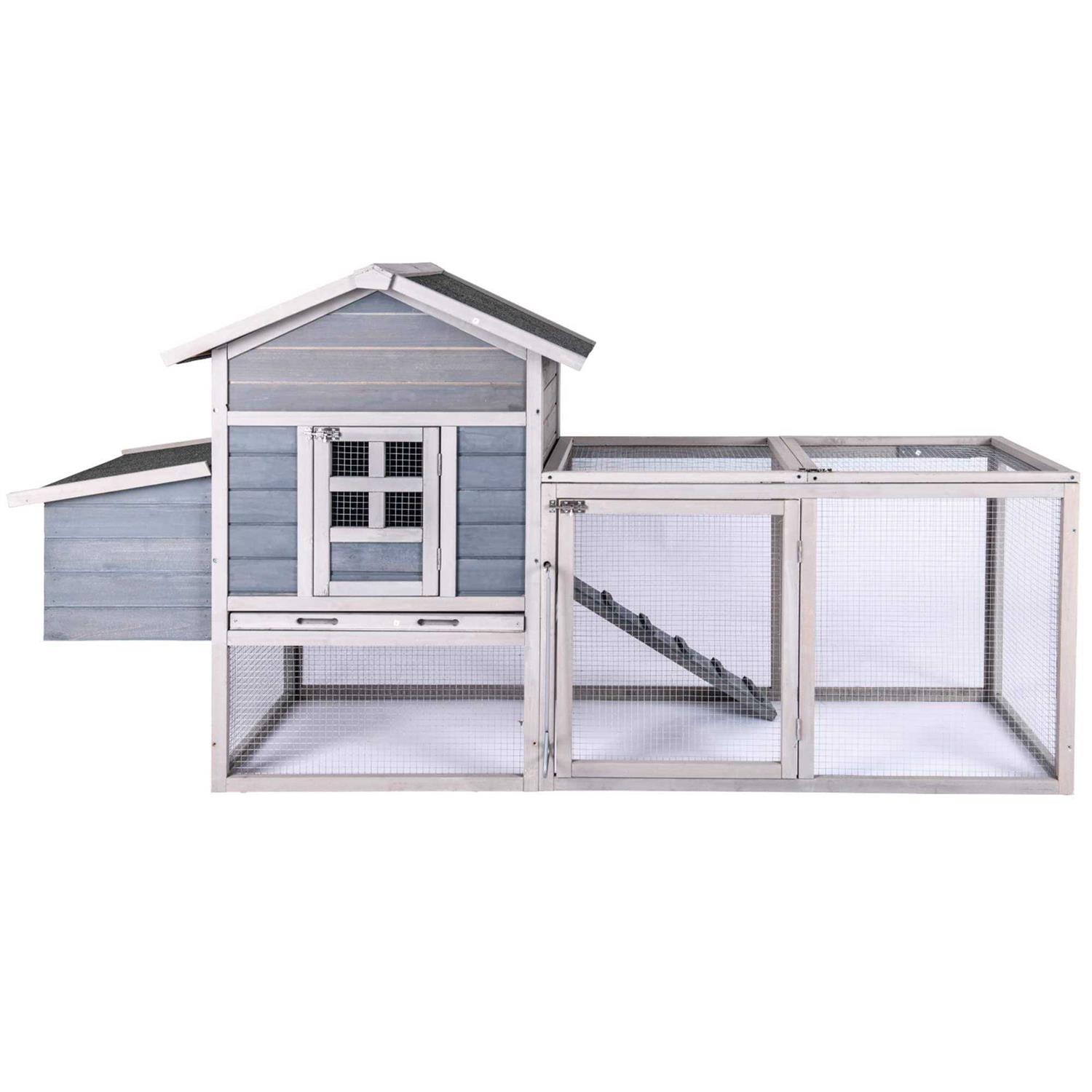 Ecolinear Chicken Coop for 2-4 Chickens House 80 Outoor Wooden Run Cage with Ramps - Healthber