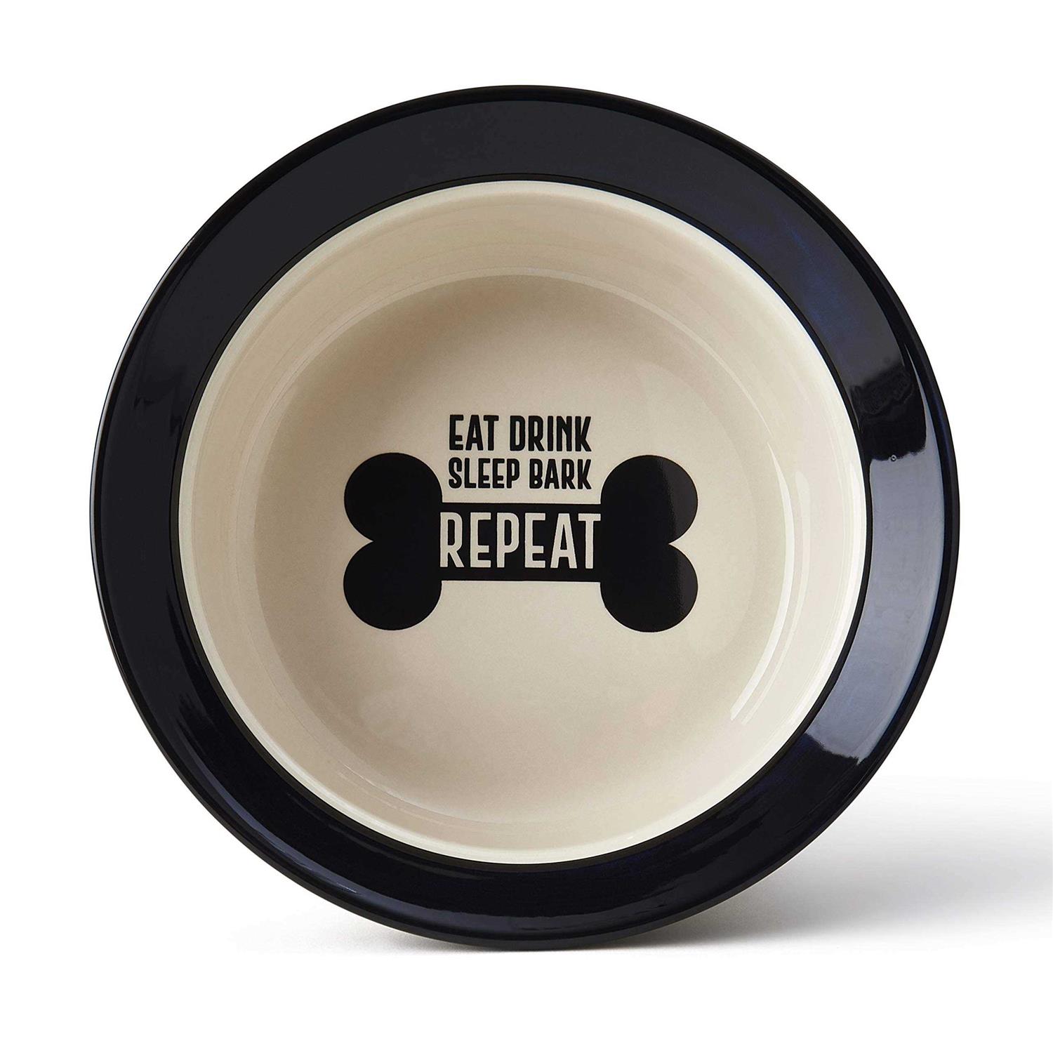 Petrageous Designs Eat Drink Repeat Stoneware Dog Bowl - Healthber