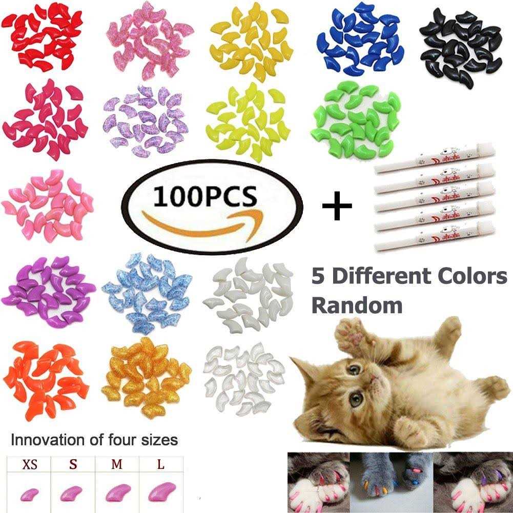 VICTHY Cat Nail Caps Pet Cat Soft Claws Nail Covers Cat Claws with Glue and Applicators Medium - Healthber