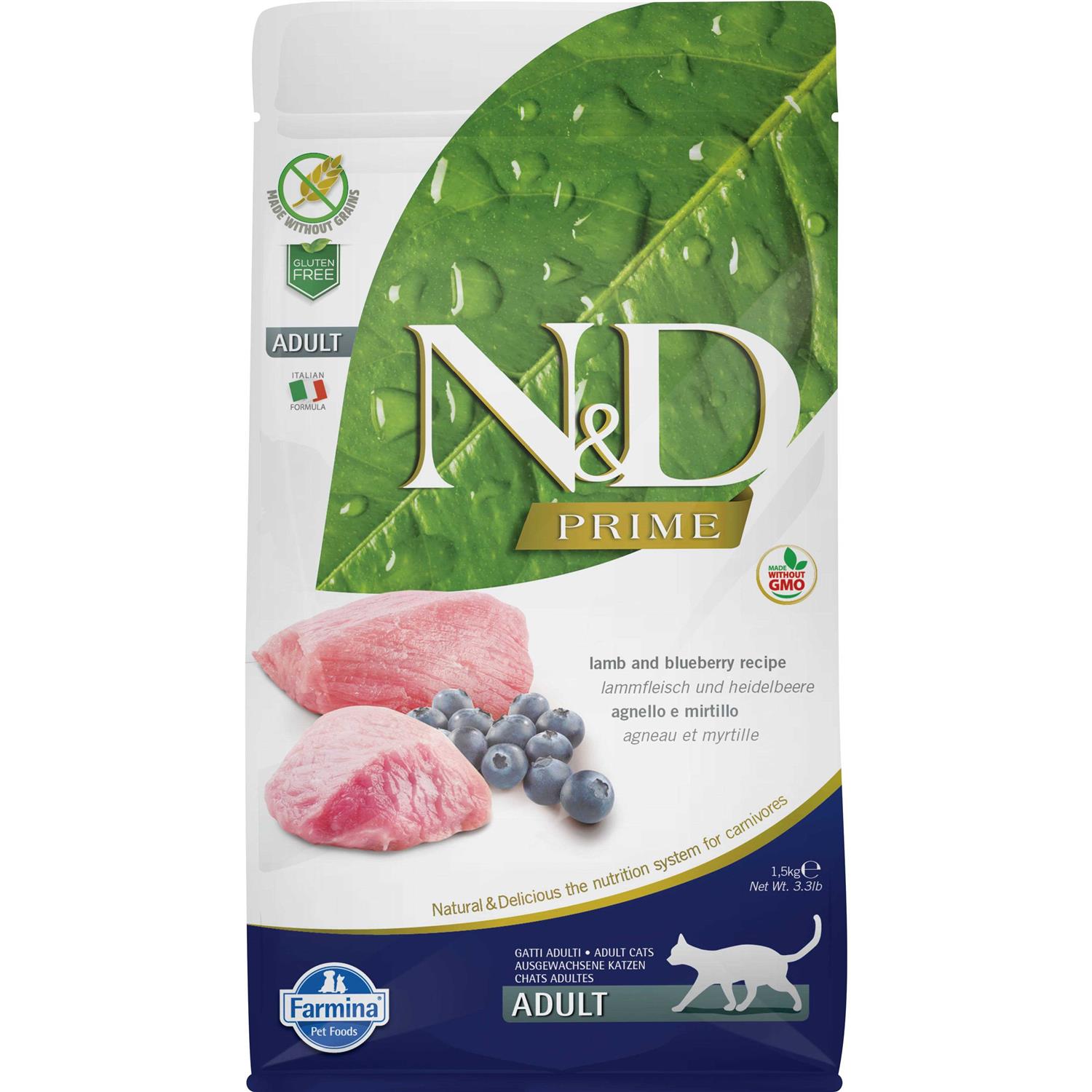 Farmina N&D Prime Grain Free Cat Dry Food Lamb & Blueberry - Healthber