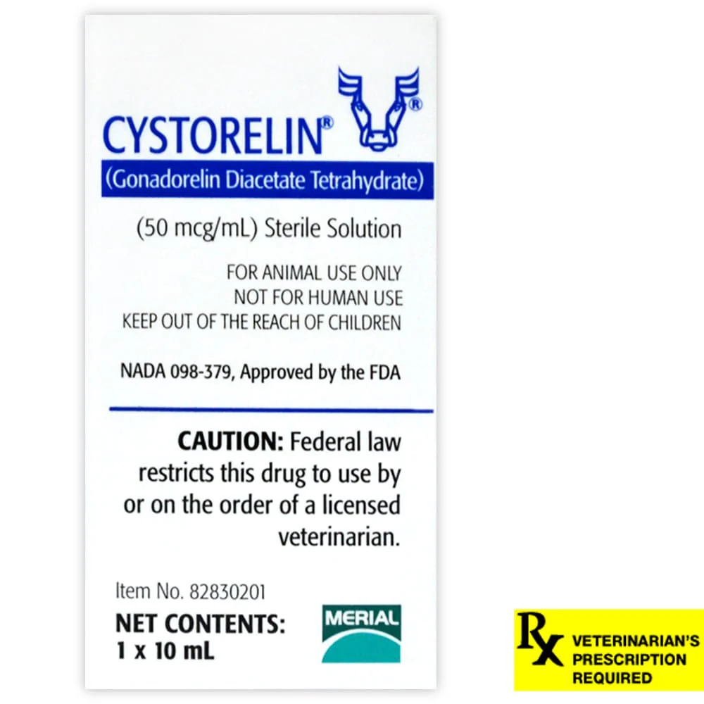 Rx Cystorelin (gonadorelin diacetate tetrahydrate) Solution Vial for Cattle - Healthber