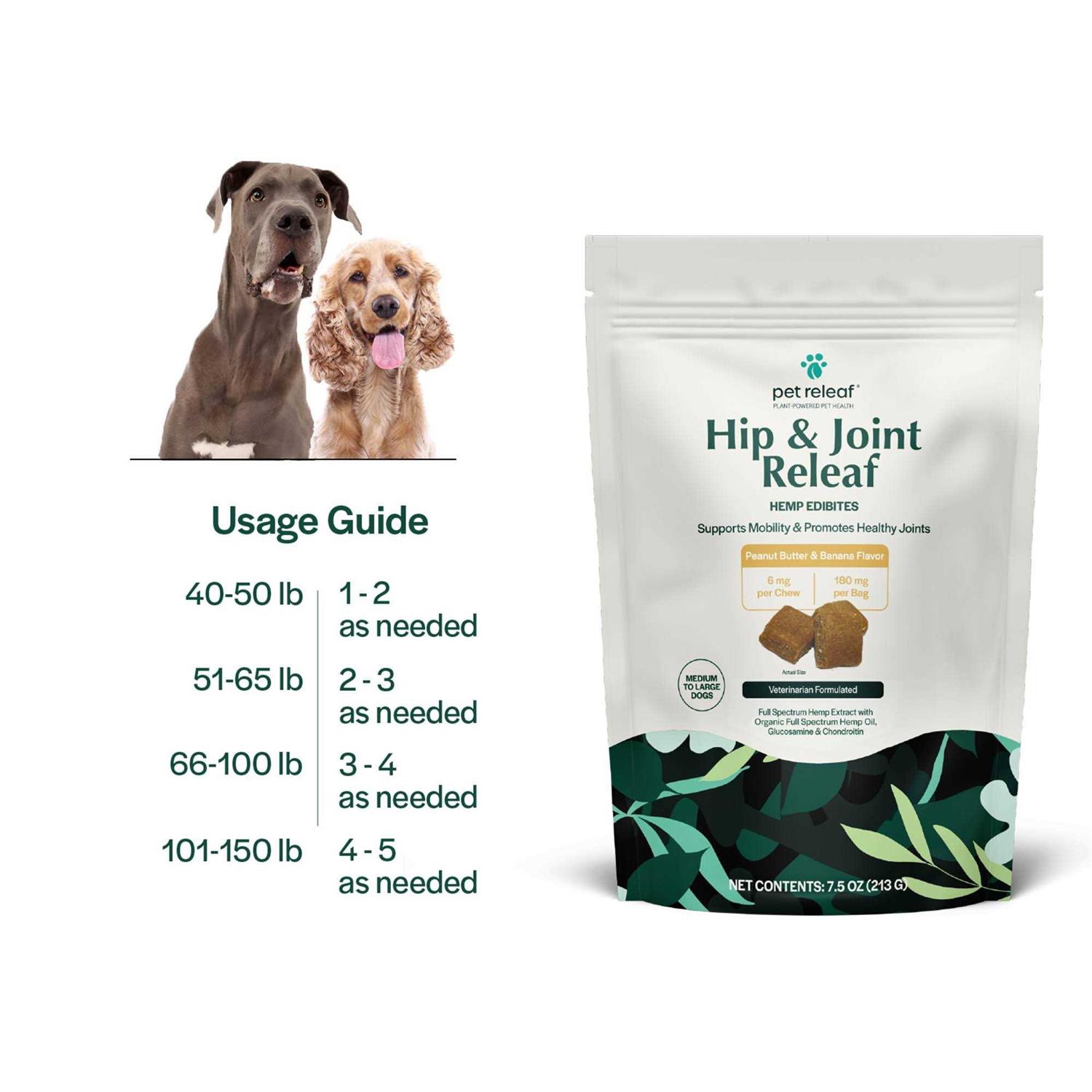 Pet Releaf Hip & Joint Releaf Edibites Peanut Butter & Banana Medium to Large Dogs - Healthber