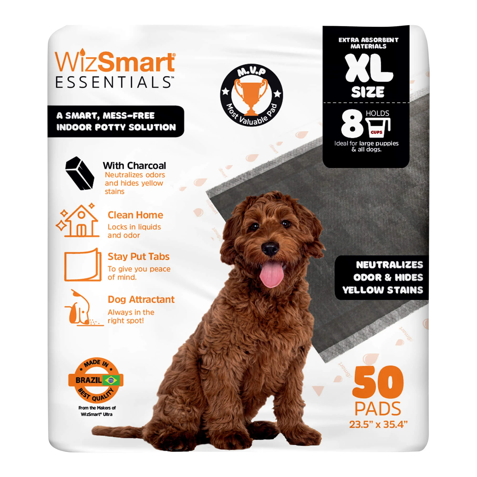 WizSmart Essentials Pads with Charcoal, XL, 50 ct - Healthber