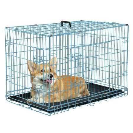 Yrllensdan Foldable Large Dog Crate for Large Dogs, Metal Wire Dog Cage with Plastic Tray and Handle Double-Door Outdoor Dog Crates and - Healthber