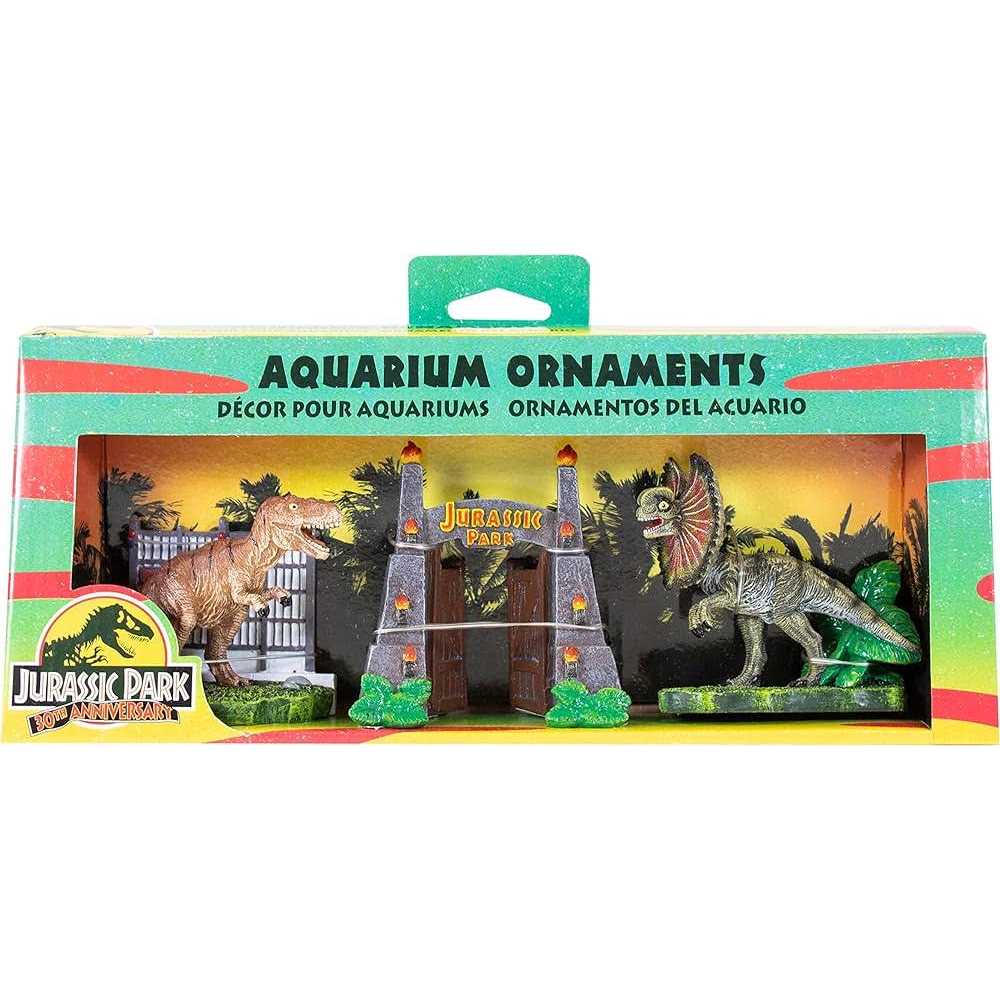 Penn-Plax Jurassic Park Officially Licensed 3-Piece Aquarium Ornament Bundle Small - Healthber