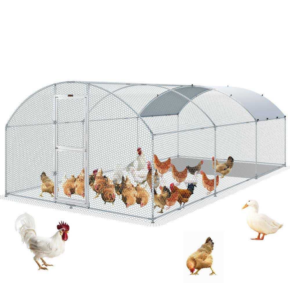 VEVOR Large Metal Chicken Coop with Run Walkin Chicken Coop for Yard with Waterproof Cover - Healthber