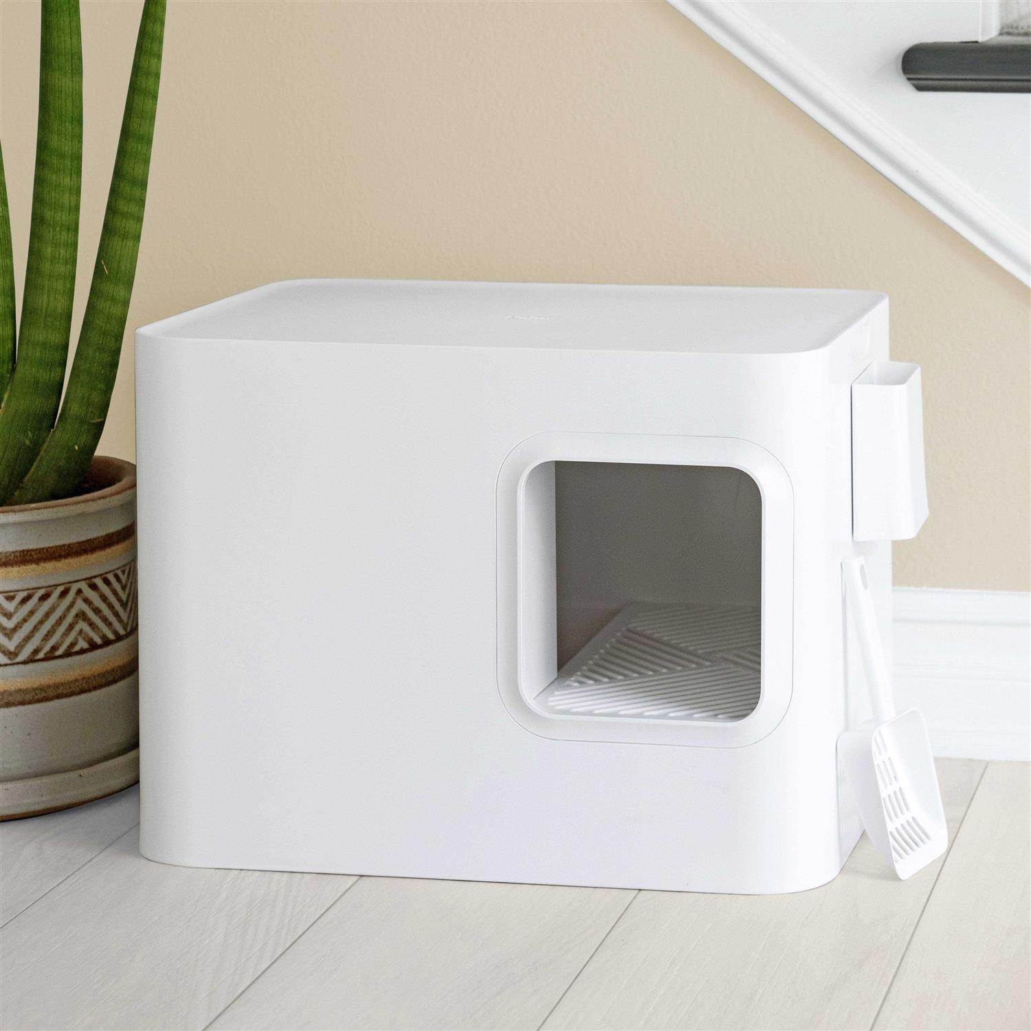 Meowy Studio Loo Cat Litter Box All in One Cover Litter Filter Plate Scoop and Holder - Healthber