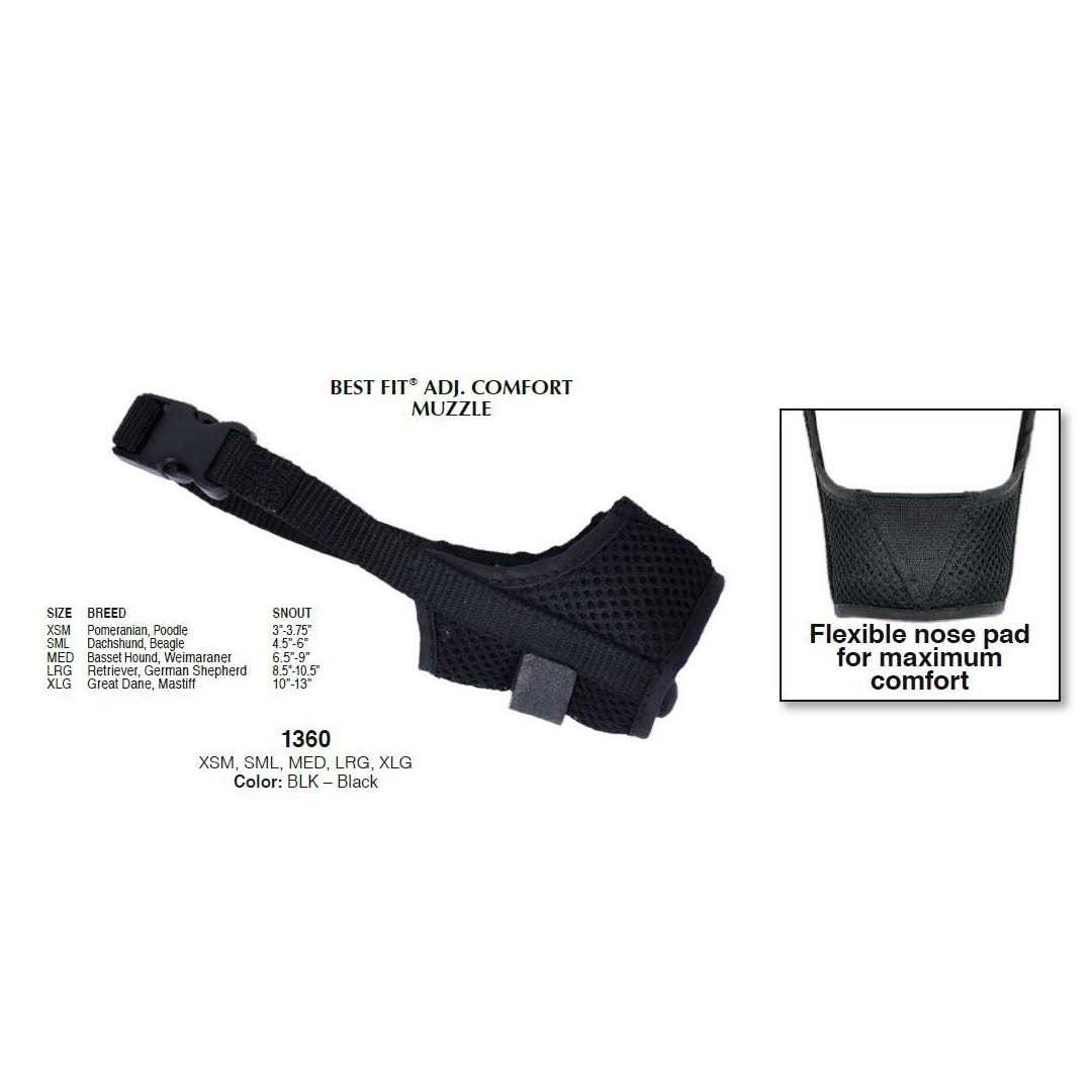 Coastal Pet Products Best Fit Adjustable Comfort Dog Muzzle-Black - Healthber