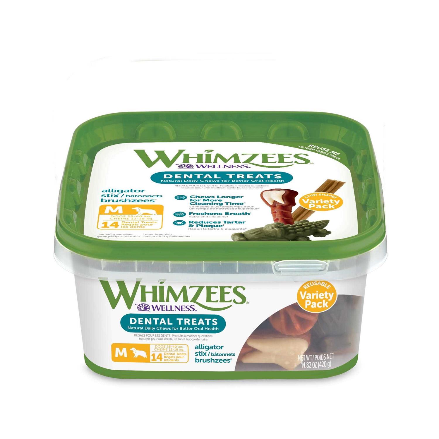 Whimzees Natural Dental Variety Tub Dog Treats - Healthber