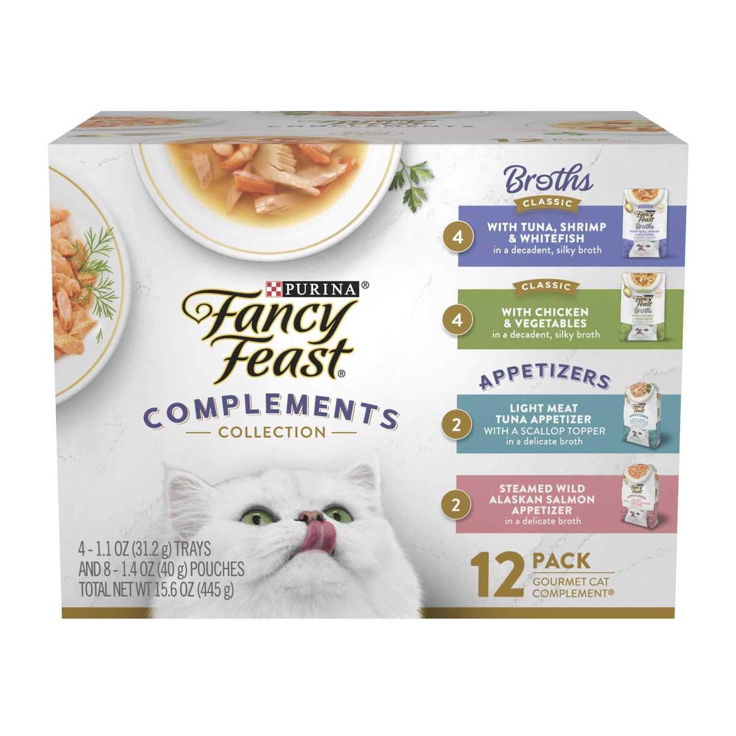 Fancy Feast Lickable Appetizers and Broths Collection Grain Free Wet Cat Food Topper Variety Pack - Healthber
