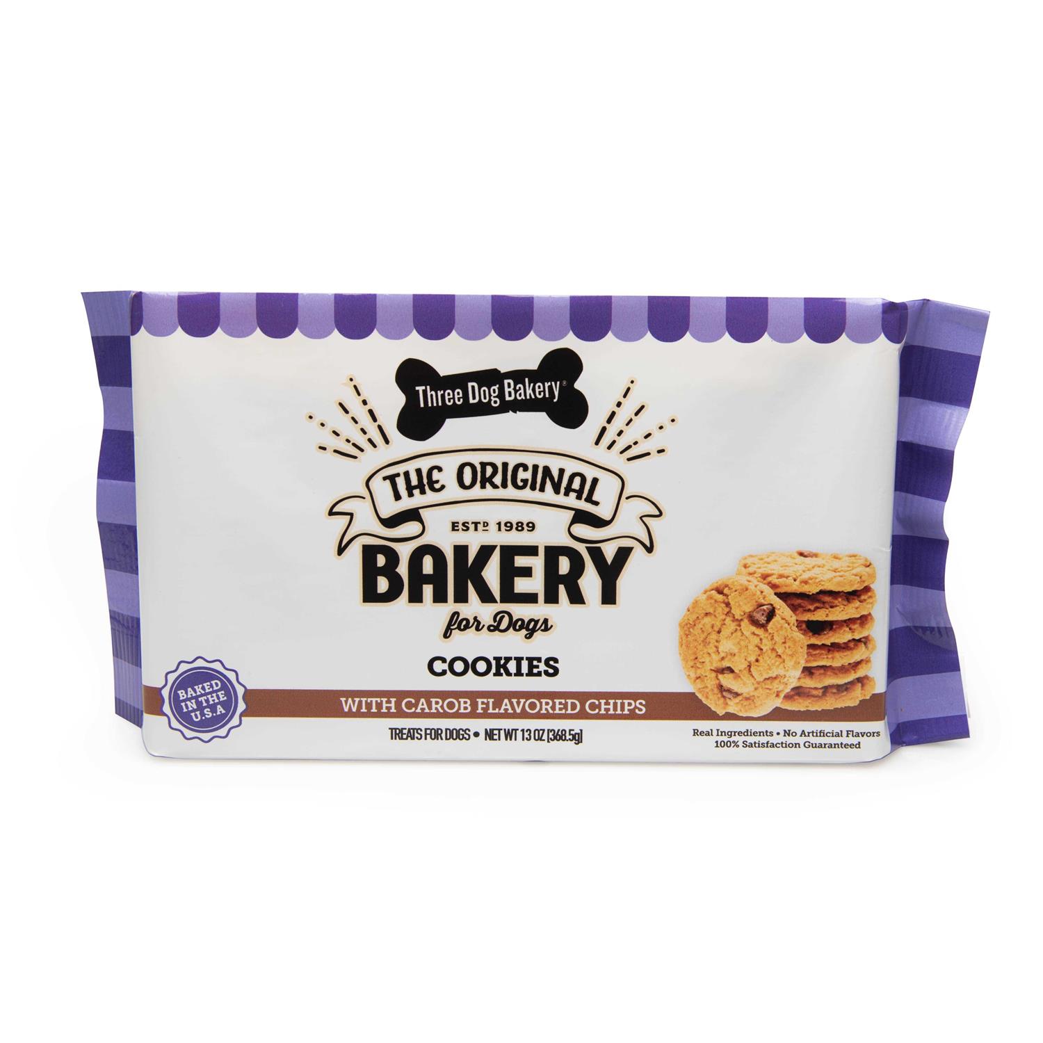 Three Dog Bakery Cookies Dog Treats with Carob Flavored Chips - Healthber