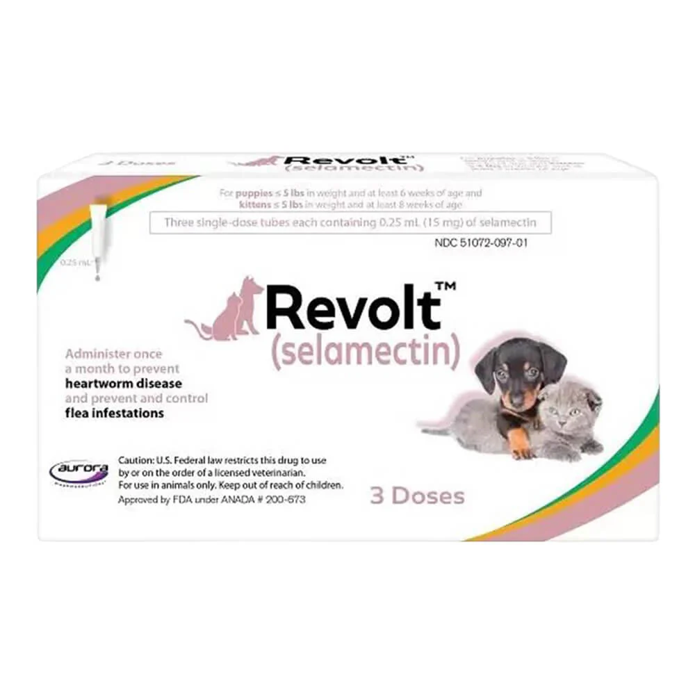 Rx Revolt (Selamectin) for Cat/Dog, 0-5 lbs, 3 pk - Healthber