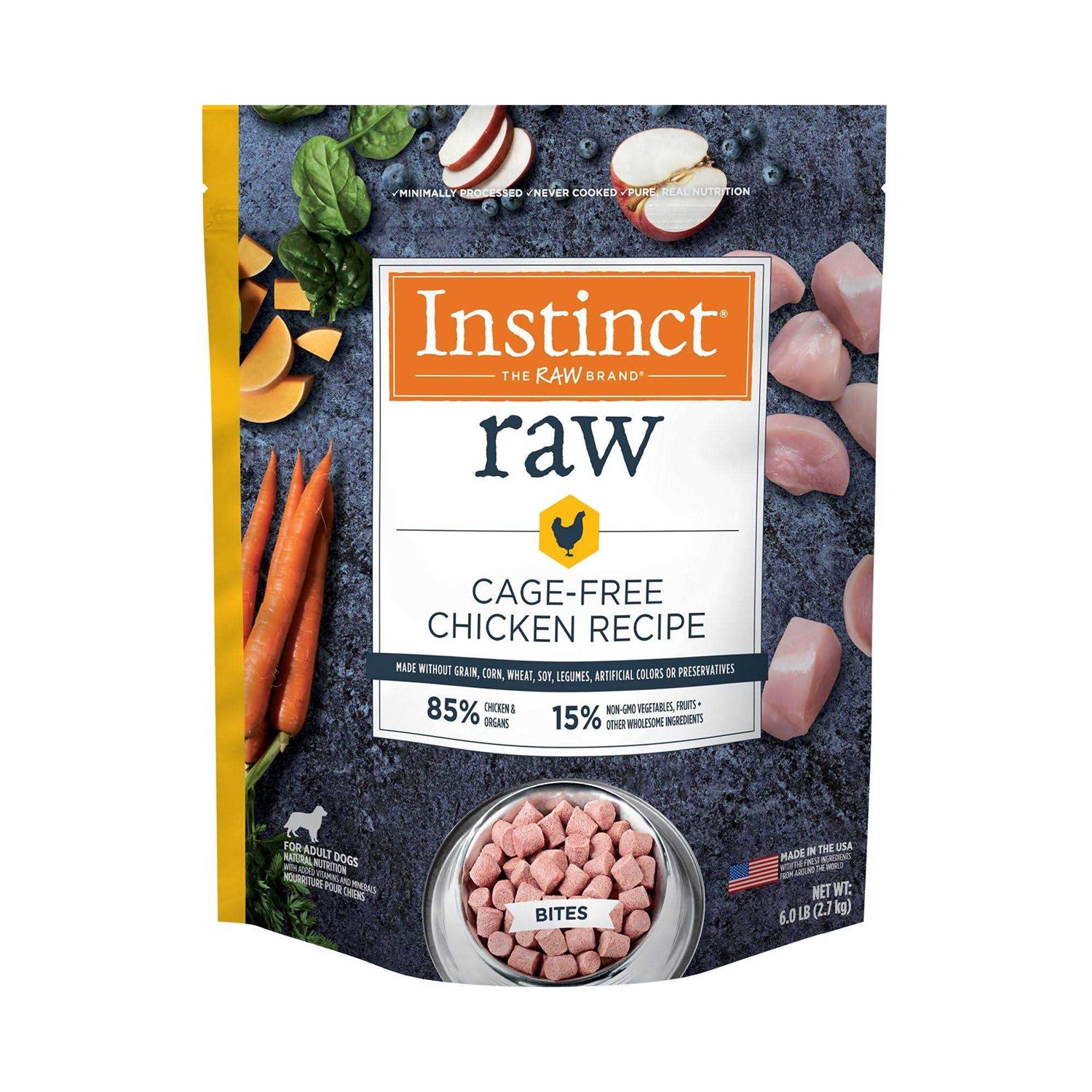 Instinct Raw Frozen Bites Cage Free Chicken Recipe Dog Food - Healthber