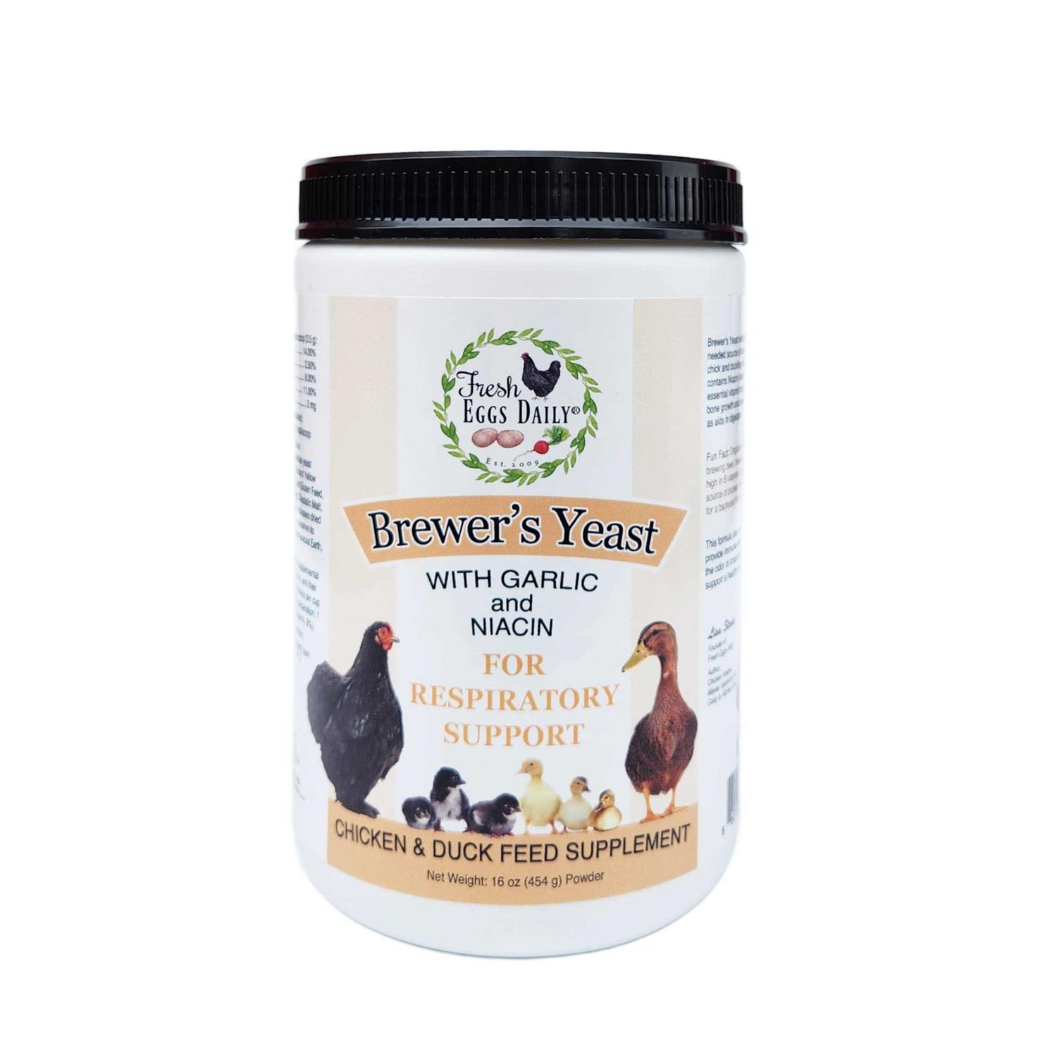 Fresh Eggs Daily Brewers Yeast with Garlic Powder and Niacin for Ducks Feed Supplement Vitamins for Backyard Chickens 1LB - Healthber