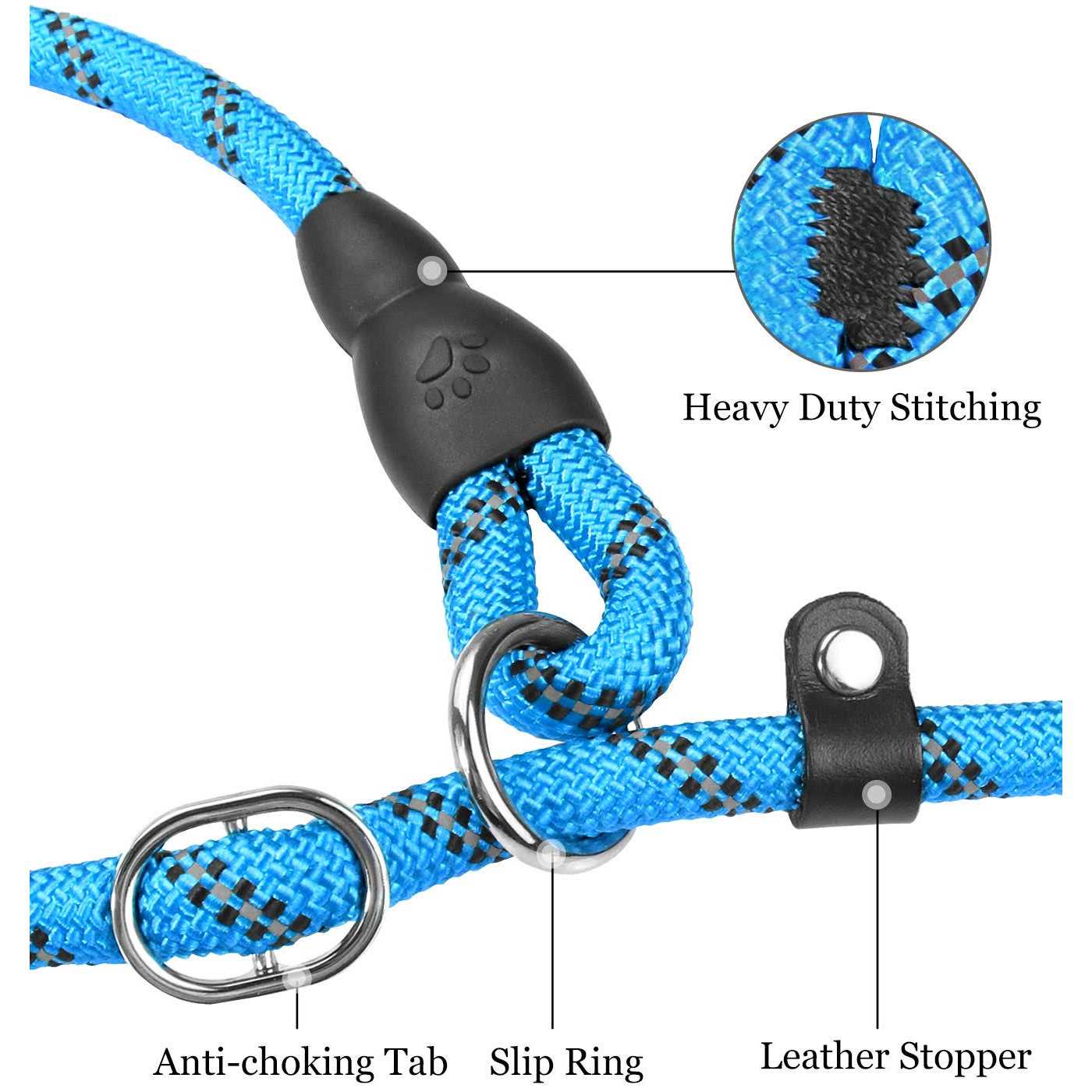 TagME 6 FT Slip Lead Dog Leash,12 colors,Reflective Strong Rope Slip Leash with Padded Handle,Durable No Pulling Pet Training Leash Dogs - Healthber