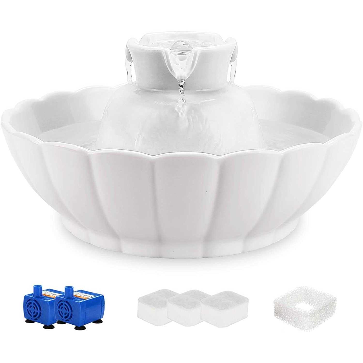 iPettie Tritone Ceramic Water Fountain for Cat & Dog - Healthber