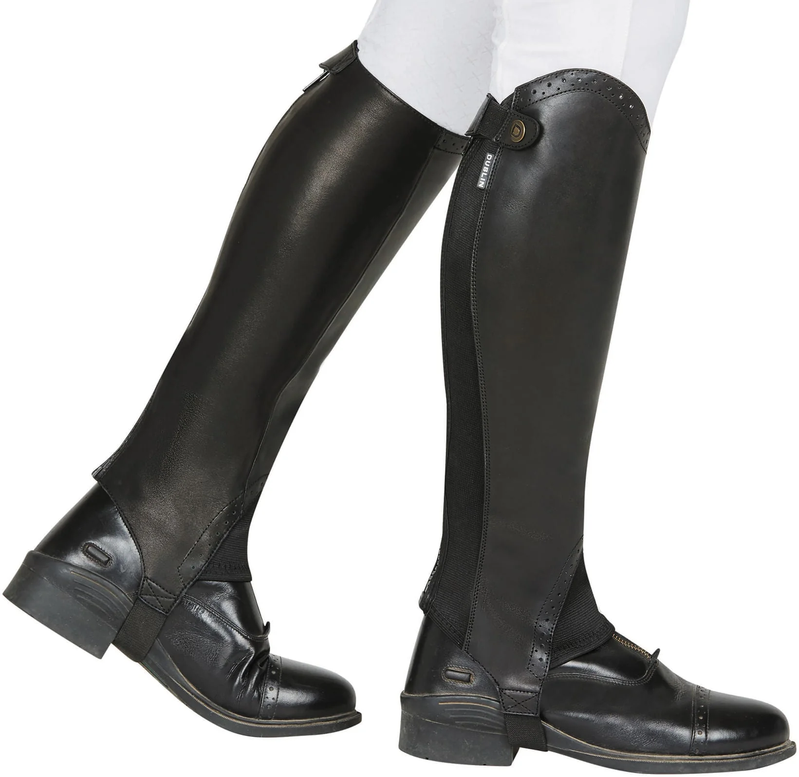 Dublin Evolution Rear Zip Half Chaps, Black - Healthber