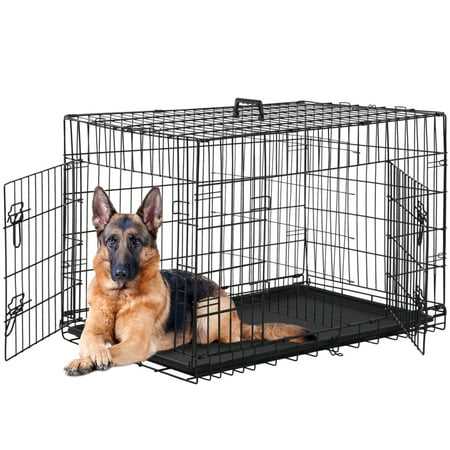 Large Dog Crate for Large Dogs, XL 42 inch Dog Cage with Divider and Double Door for large Medium Small Dogs ,Indoor Outdoor Folding Wire Pet Dog - Healthber