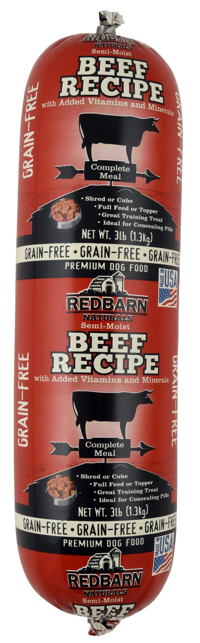 Redbarn Naturals Grain-Free Beef Recipe Dog Food Roll, 3 lb - Healthber