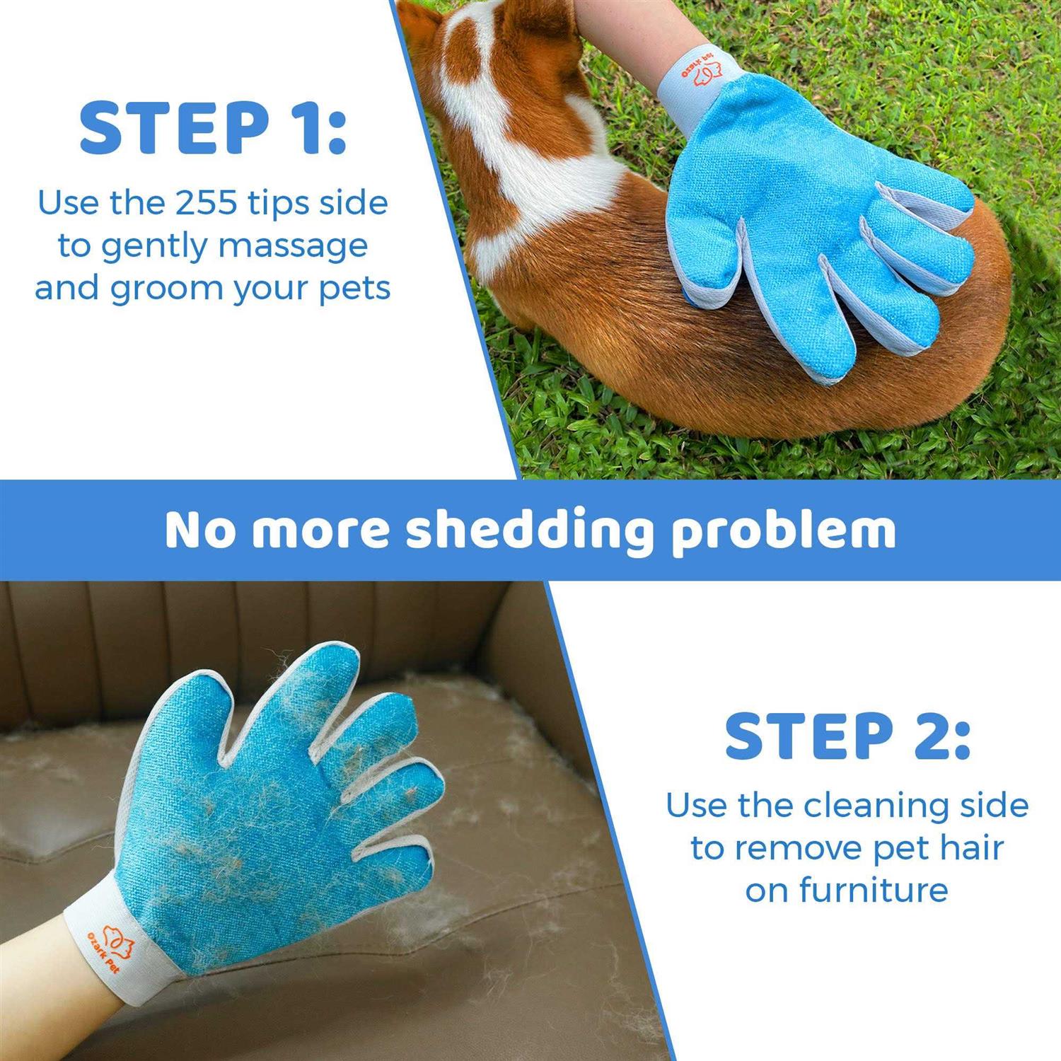 Ozark Pet Dog Brush and Cat Brush-with Deshedding Brush, Dog Dematting Tools and 2 Side Shedding Brush Glove - Healthber