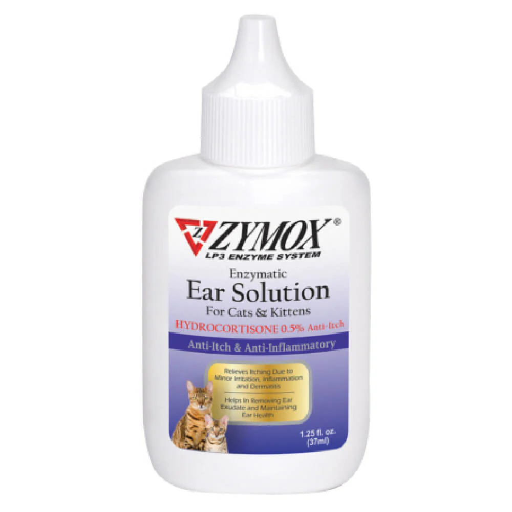 Zymox Cat/Kitten Ear Solution with .5% Hydrocortisone, 1.25 oz - Healthber
