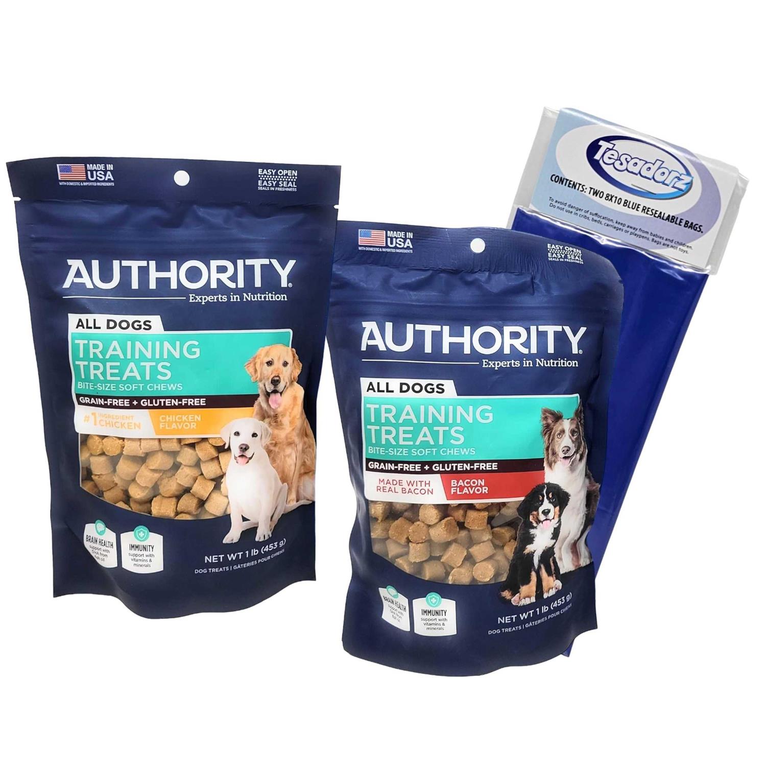 Authority Multivitamin and DHA Support Training Treats Bundle and Tesadorz Resealable Bags - Healthber