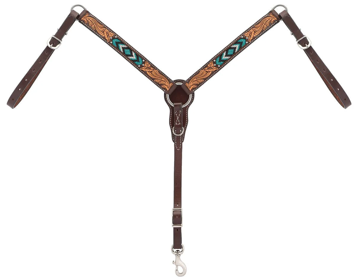 Weaver Turquoise Cross Two Toned Pony Breast Collar - Healthber
