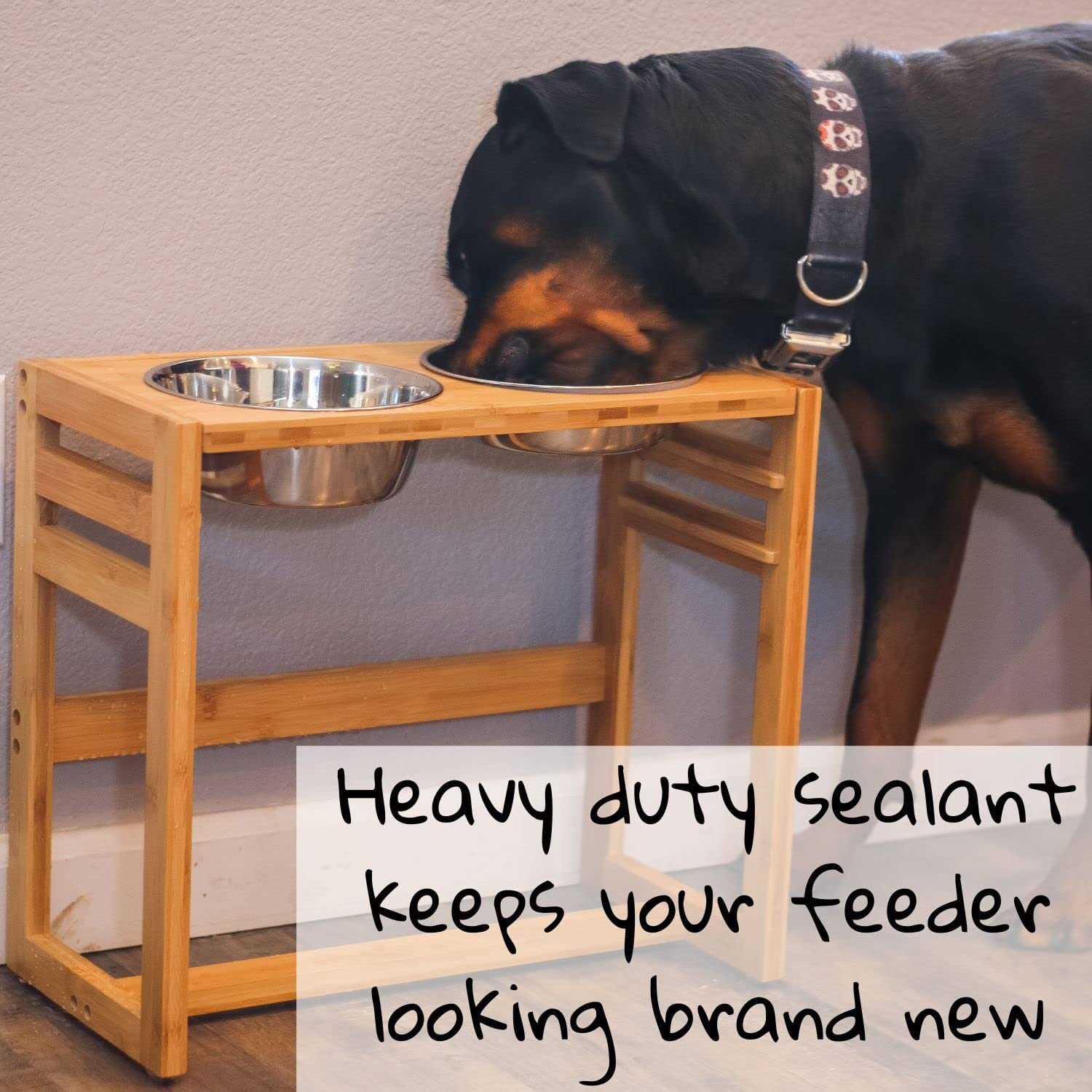 Pawfect Pets Adjustable Height Elevated Dog Bowls for Large Dogs 12”, 14”, or 16” Tall Raised Dog Bowl Stand with Four Stainless Steel Bowls - Healthber
