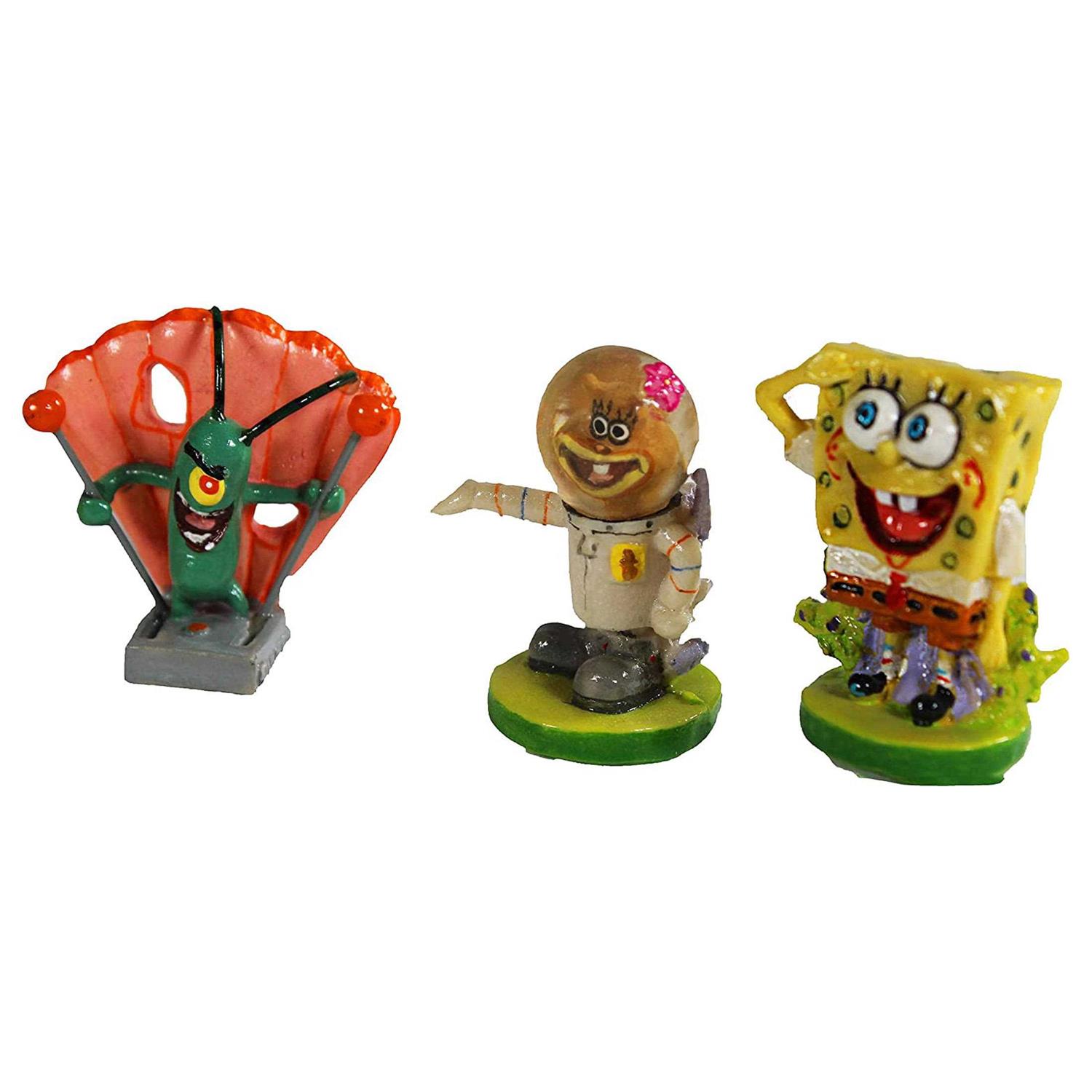 Penn-Plax Officially Licensed Spongebob 6 Piece Mini Aquarium Ornament Set Great for Saltwater and Freshwater Tanks - Healthber